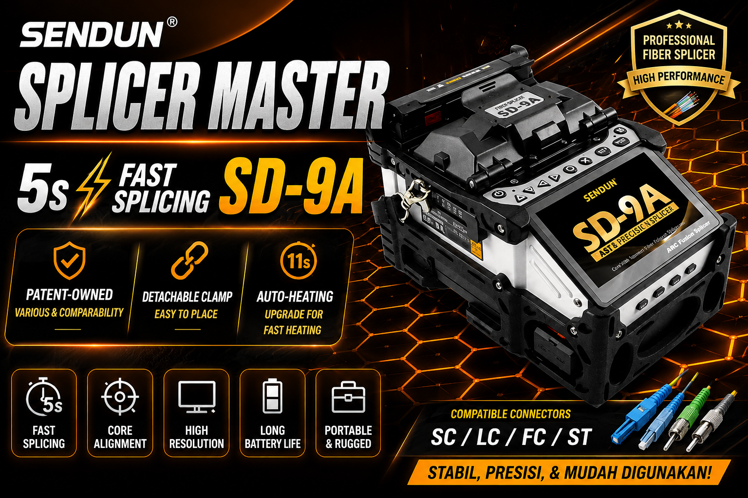 SENDUN Splicer Master - Alat Penyambung Serat Profesional