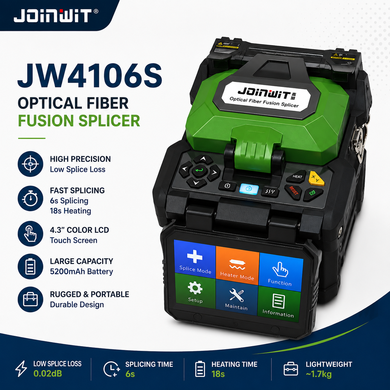 FO - Joinwit JW4106S Fusion Splicer Fiber Optic Splicing JW-4106S Kabel Optik JW4106