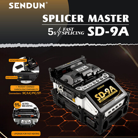 FO - SENDUN SD-9A Fusion Splicer Fiber Optic Fast Splicing Penyambung Kabel Optik