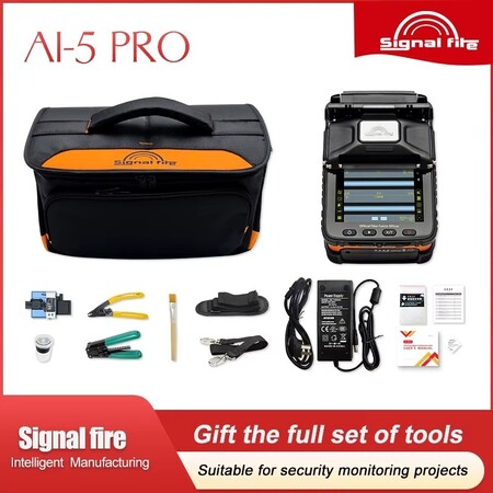 FO - Signal Fire AI-5 Pro Splicer Automatic 6 motors FTTH Fiber Optic with Holder SOC Penyambung Kabel Optik