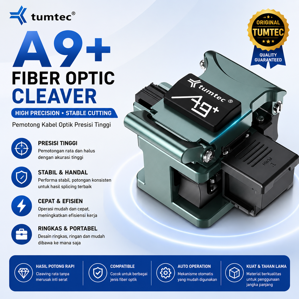 FO - TUMTEC A9+ Cleaver Fiber Optic Original High Precision Pemotong Kabel Optik