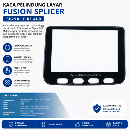 FO - Display Screen Cover Layar Kaca Signal Fire AI-9 Pelindung LCD Fusion Splicer Original