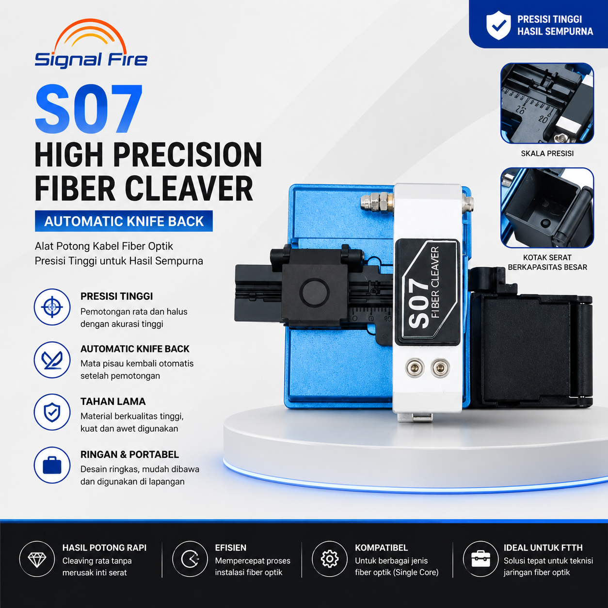 Signal Fire Fiber Cleaver S07 Cutting Fiber Knife FTTH Alat Potong Kabel Fiber Optik
