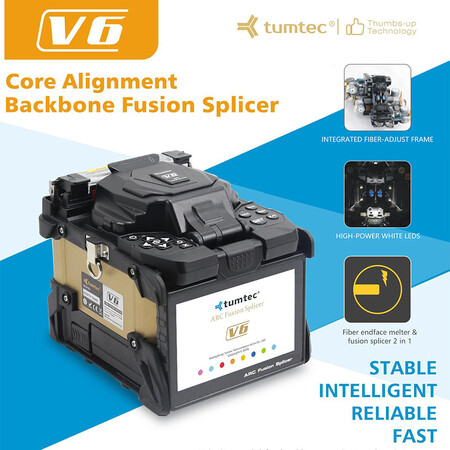 FO Fusion Splicer TUMTEC V6 – Mesin Penyambung Kabel Fiber Optic Cepat & Akurat