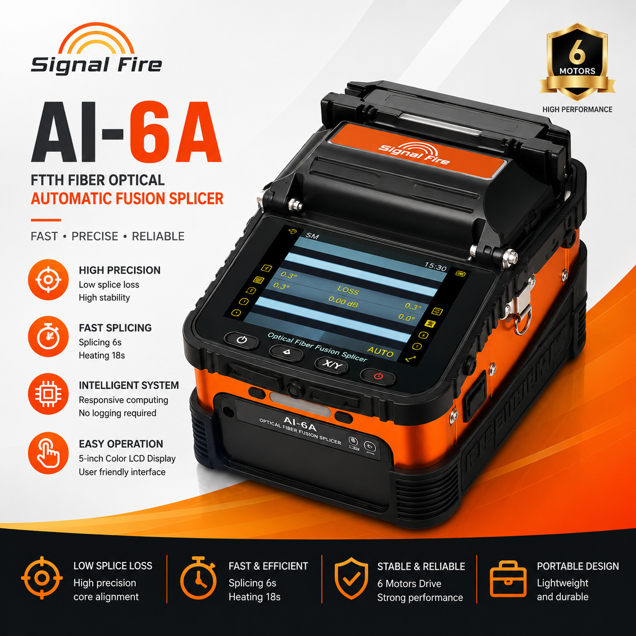 FO - Signal Fire AI-6A FTTH Fiber Optical Automatic Fusion Splicer Optik
