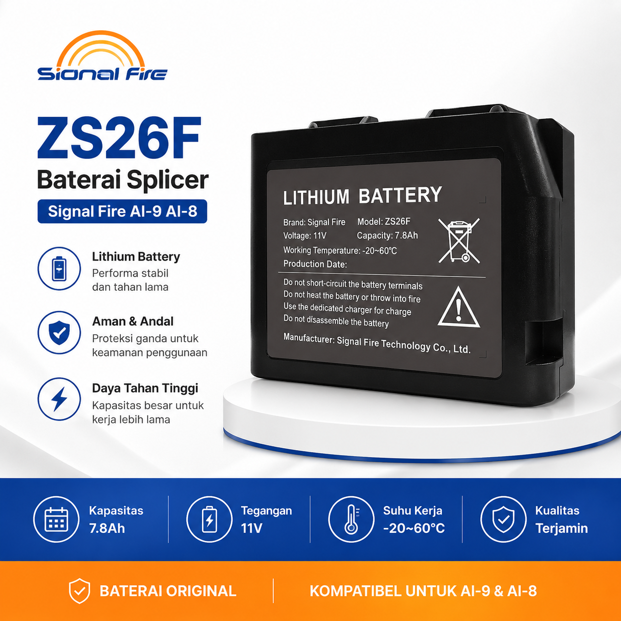 FO - ZS26F Baterai Splicer Signal Fire AI-9 AI-8 Lithium Battery