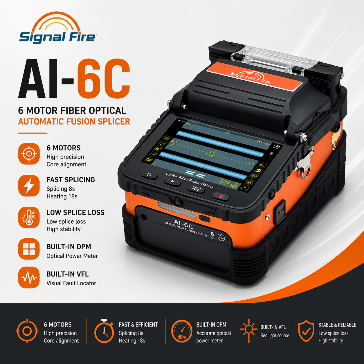 FO - Splicer AI-6C Signal Fire 6 Motor Fiber Optical Automatic Fusion