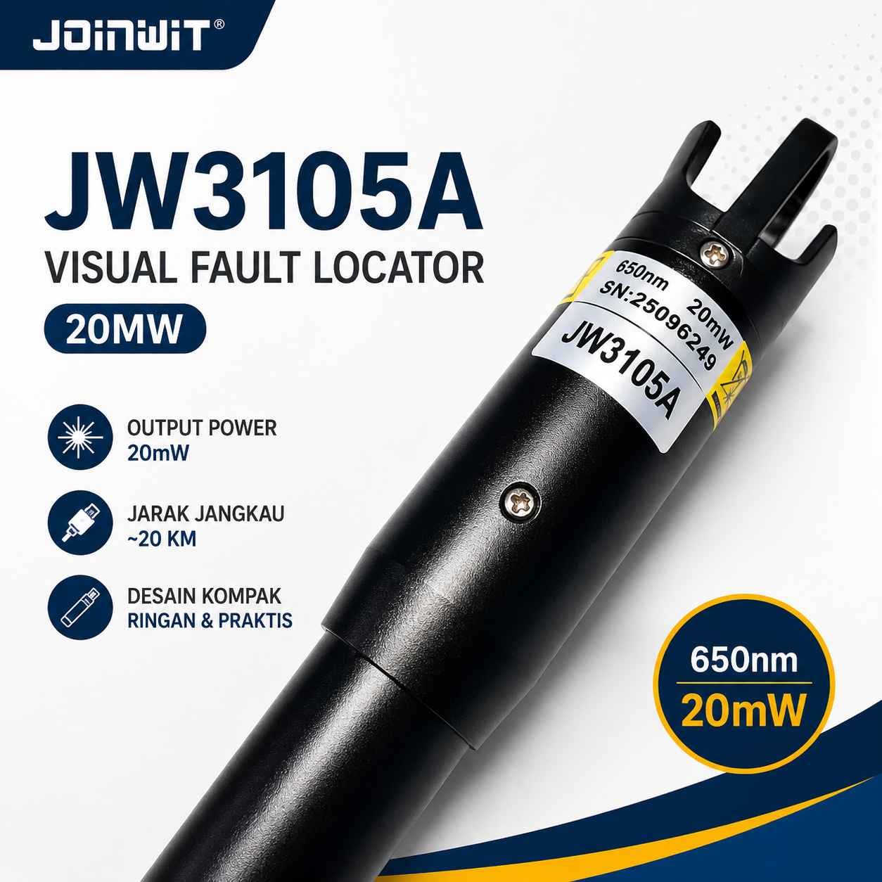 FO - Joinwit JW3105A VFL Visual Fault Locator 10MW 20MW Senter Fiber Optik JW-3105A - 20MW